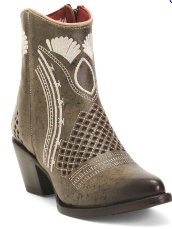 Ferrini Shoes - Ferrini Savannah Leather Western Ankle Boots Glitter Embroidered NWT